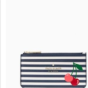 Kate Spade Bing Large Slim Striped Cherry Card Holder